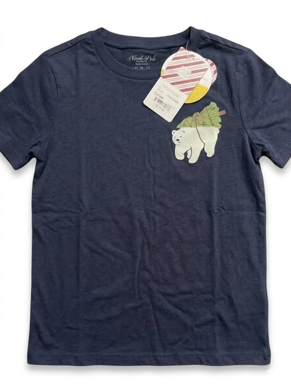 NEW! XL 18/20 North Pole Trading Co. Polar Bear Unisex Navy Holiday T-shirt